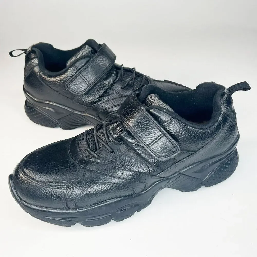Apex A6000 Leather Strap Orthopedic Walking Sneakers Shoes Black Women 8